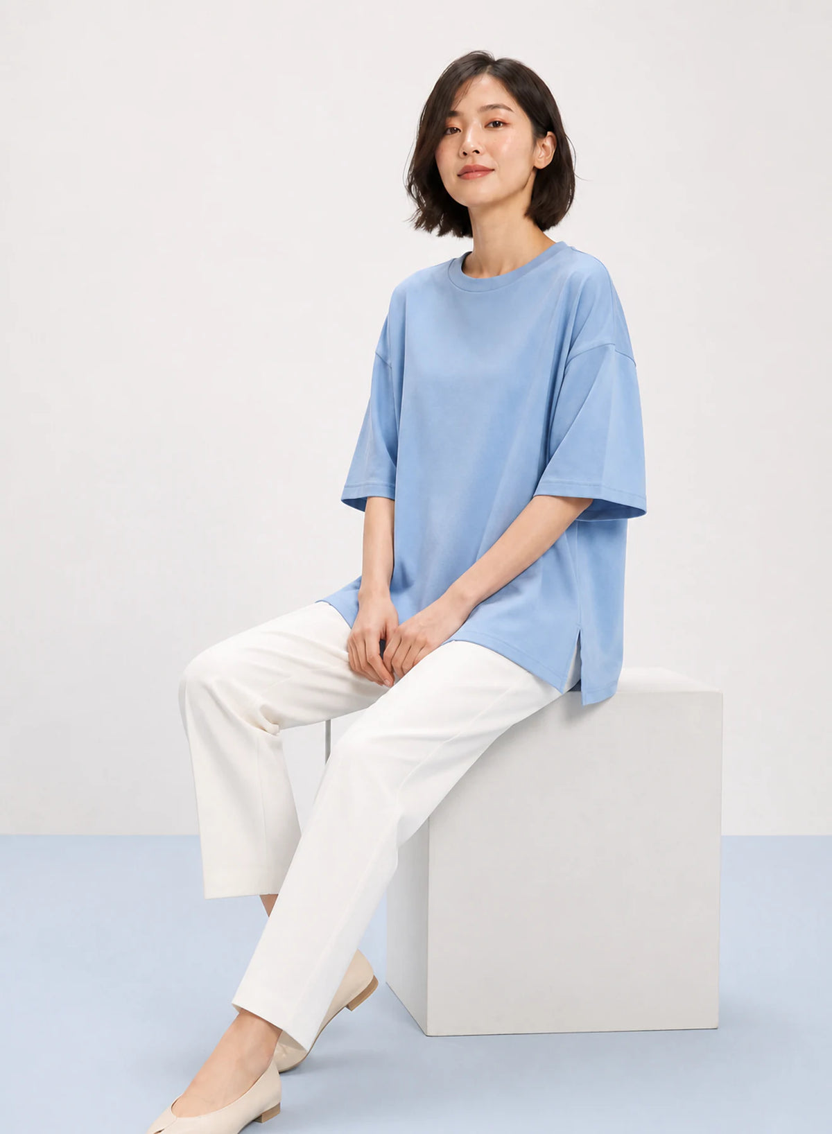 Alternate view of Skyline Oversized Tee in Sky blue
