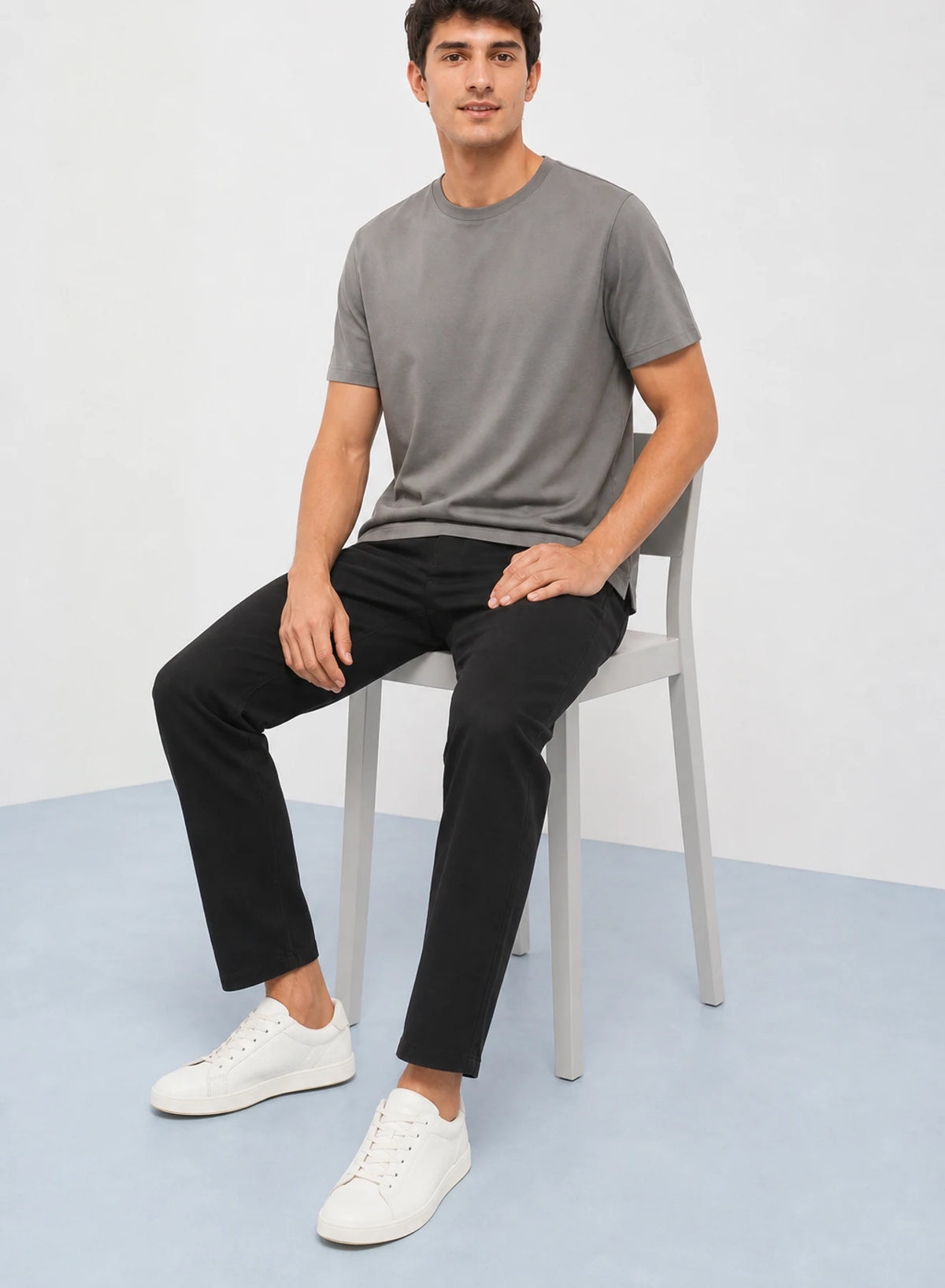 Alternate view of Stone Relaxed Tee in Stone grey